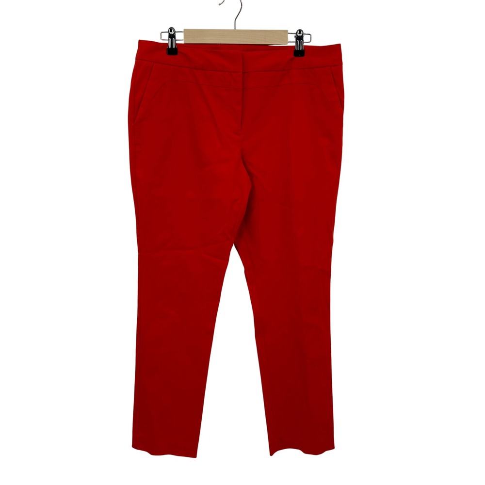 Worthington Red Slim Leg Dress Pants Womens Size 12 Mid Rise Stretch Trousers